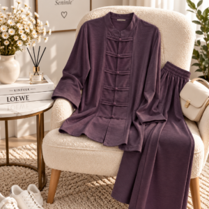 Brit Detaylı Pantolonlu Takım Mürdüm